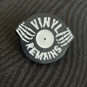 Vinyl Remains Black and White Enamel Pin $5 Bundled